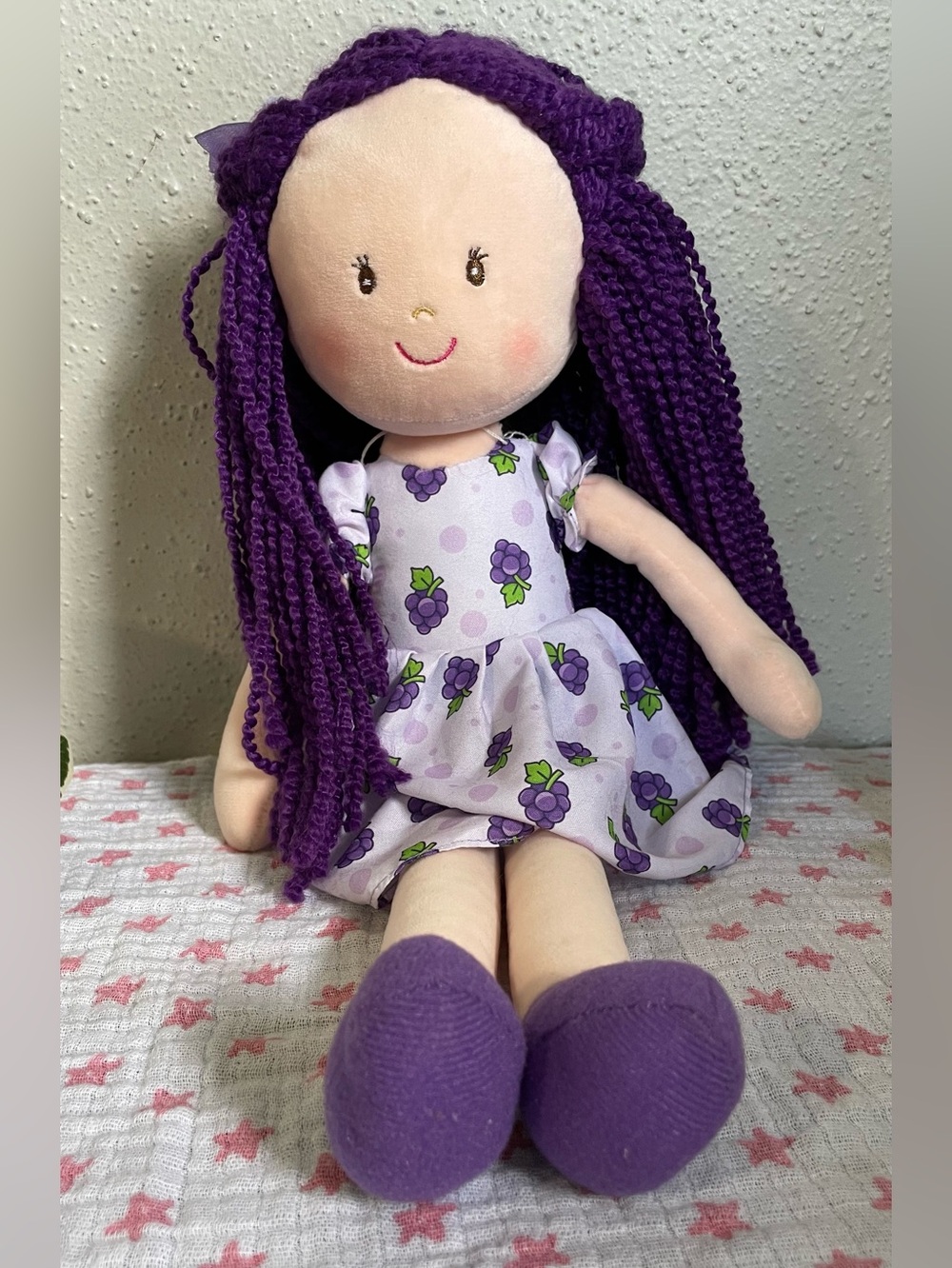 GANZ Purple Rag Doll Soft Cloth Doll Lavender Dress Cute Gift